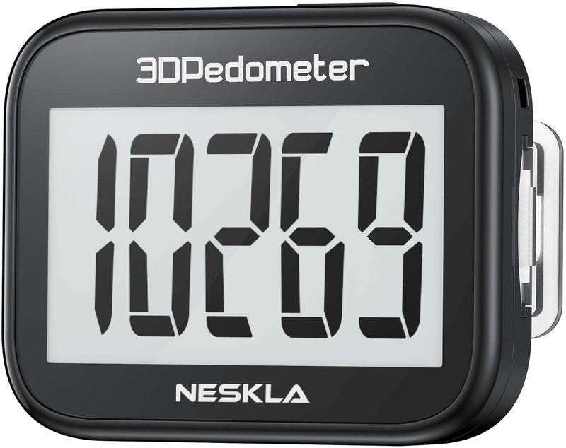 NESKLA 3D Pedometer for Walking, Simple Step Counter with Large Digital Display, Step Tracker with Removable Clip Lanyard, Accurately Track Steps for Men Women Kids Adults Seniors - Image 1